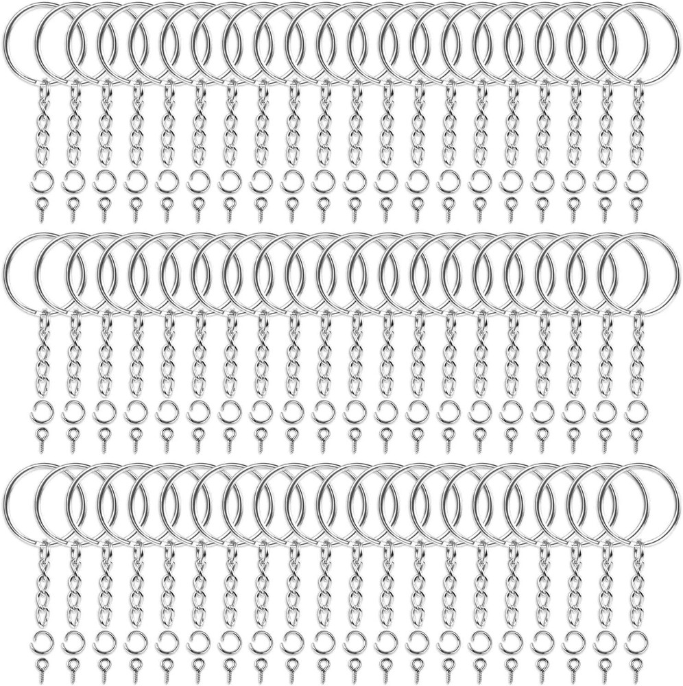 Audab 360Pcs Keychain Bulk, 120Pcs Rings with Chain and ['Silver']