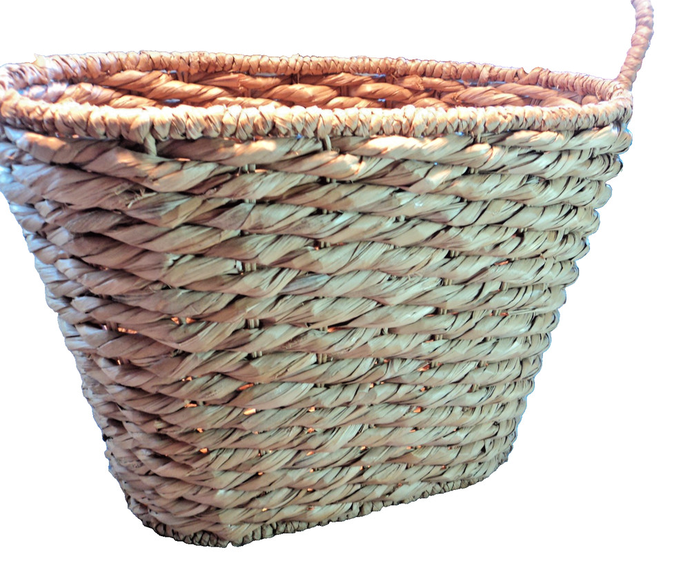 Hand Woven Water Hyacinth Handled Tall Storage Basket