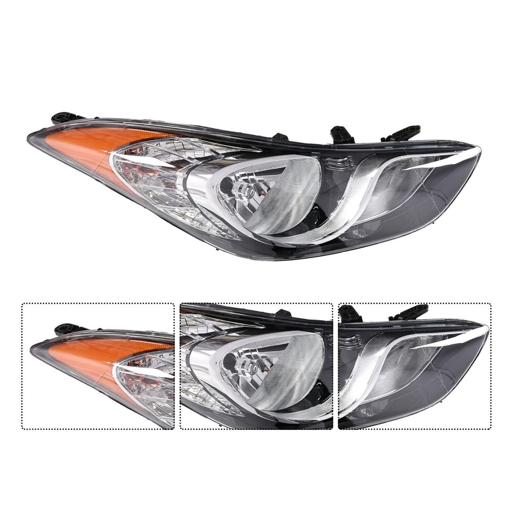 Pair Headlights For 2011 2012 2013 Hyundai Elantra Halogen Headlamps Assembly