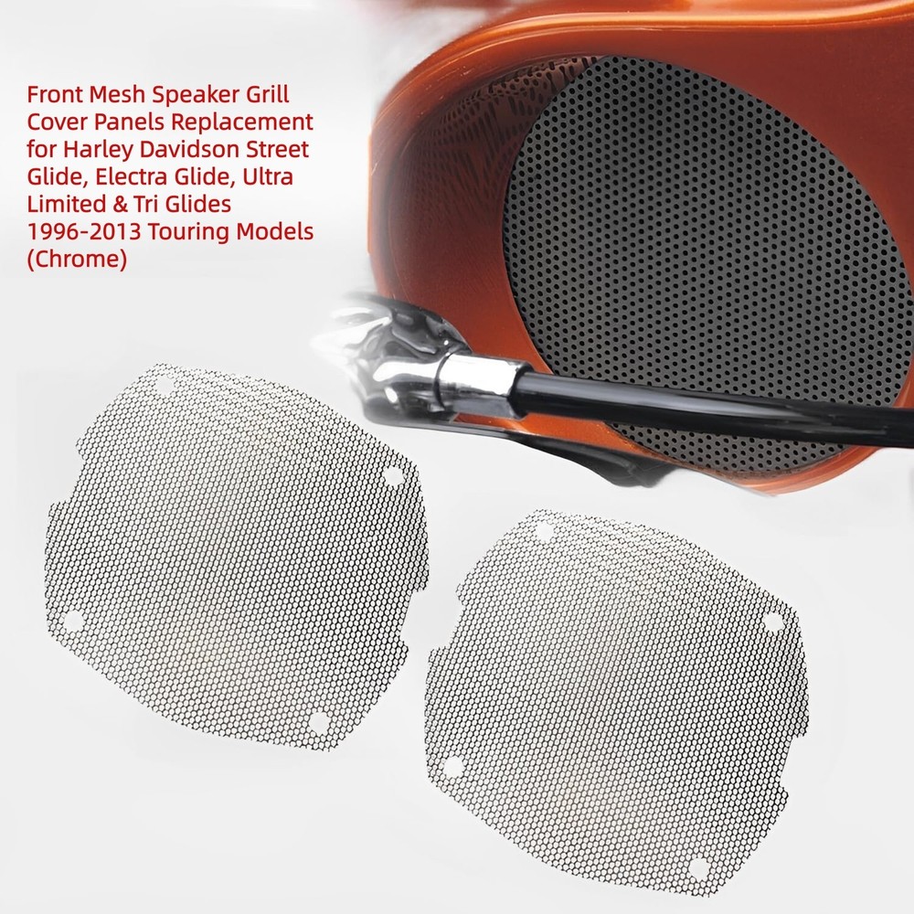 Front Mesh Speaker Grill Cover Panels Replacement for Harley Touring 1996-2013