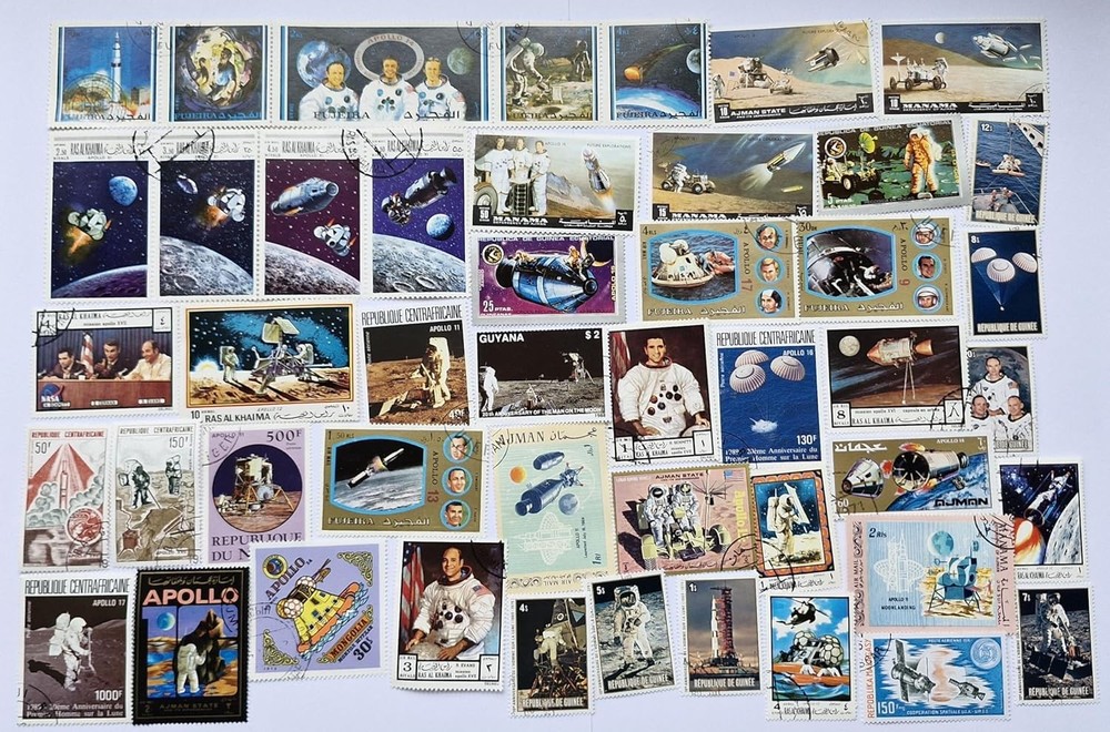 50 Different Apollo Missions Postage Stamps Collection - Space (Stamps for
