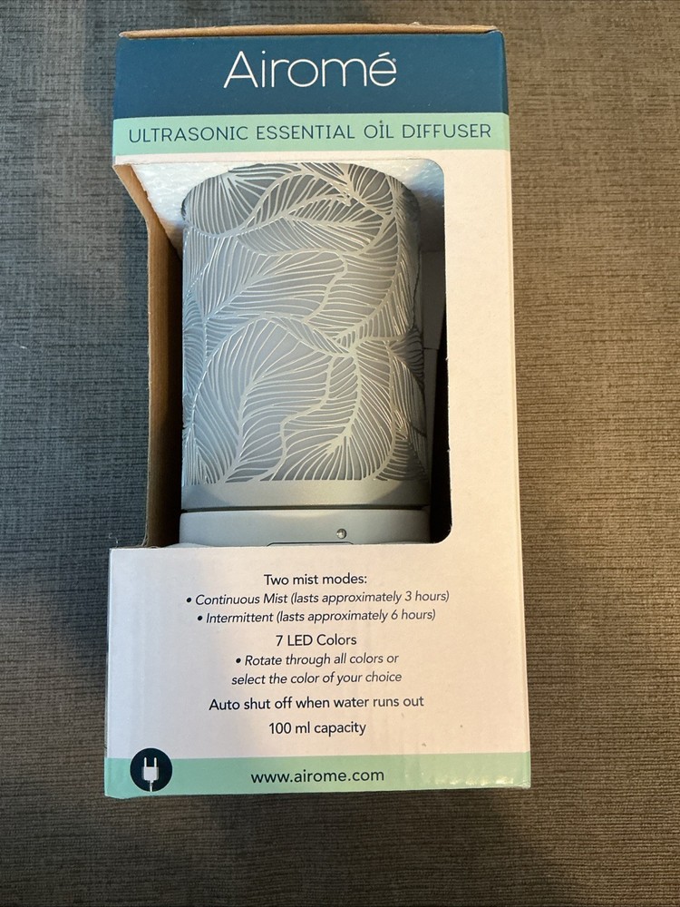 Airome Ultrasonic Essential Oil Diffuser Silver Leaf New