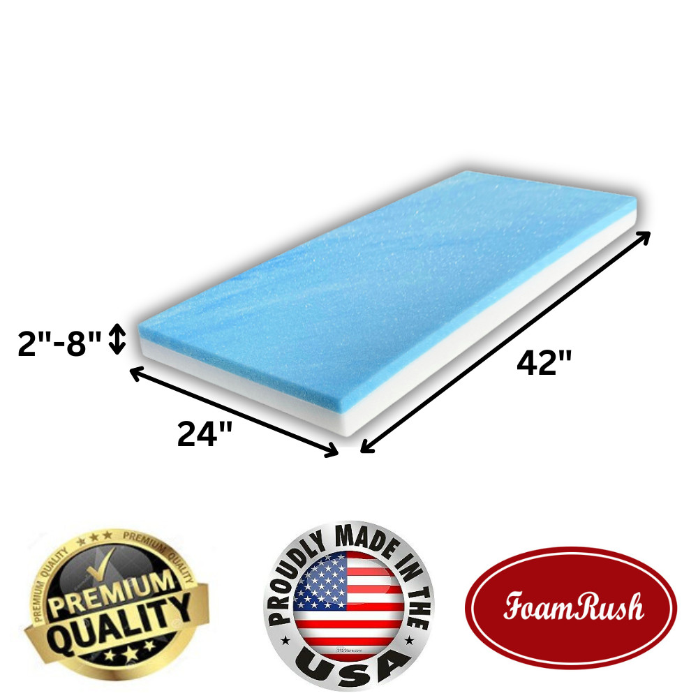 FoamRush 24" x 42" Cool Gel Memory Foam Bench Cushion Replacement USA