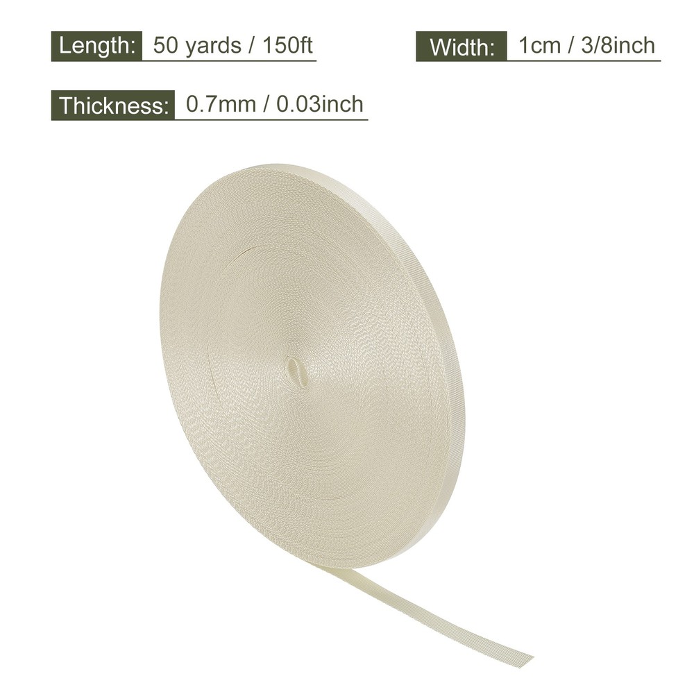Flat Nylon Webbing Strap 3/8 Inch 50 Yards Milky White for Backpack