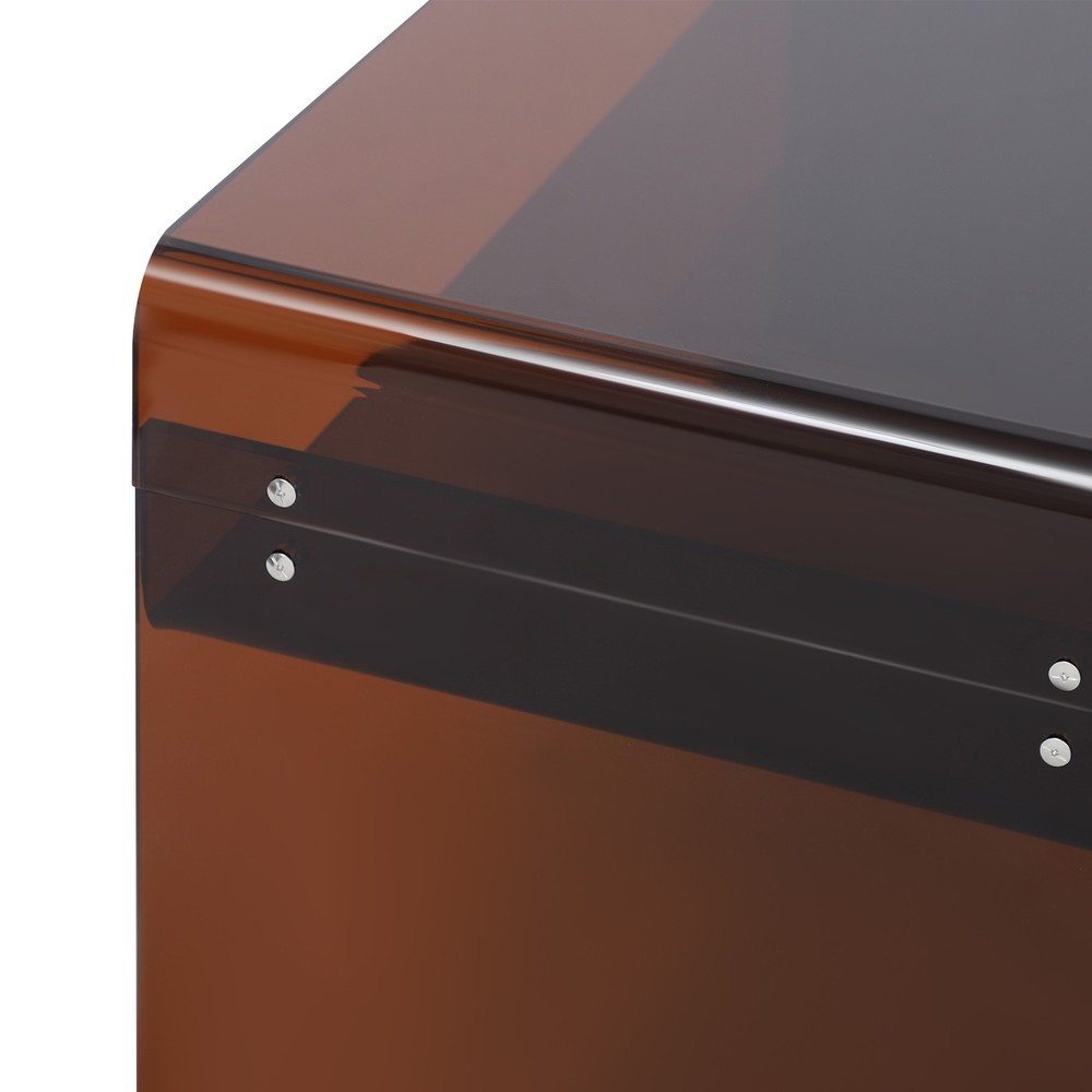 2 Tiers Modern Brown Acrylic Side Table Rectangular Coffee End Table 80*40*40cm