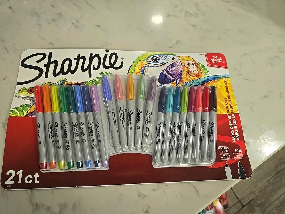 Sharpie Permanent Markers, Fine and Ultra-Fine Points, Assorted, 21 Count