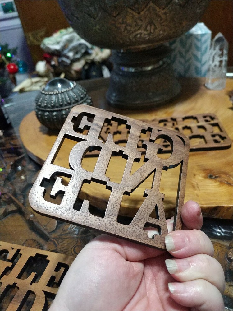 Grainwell laser cut wood coasters. Glendale, OH