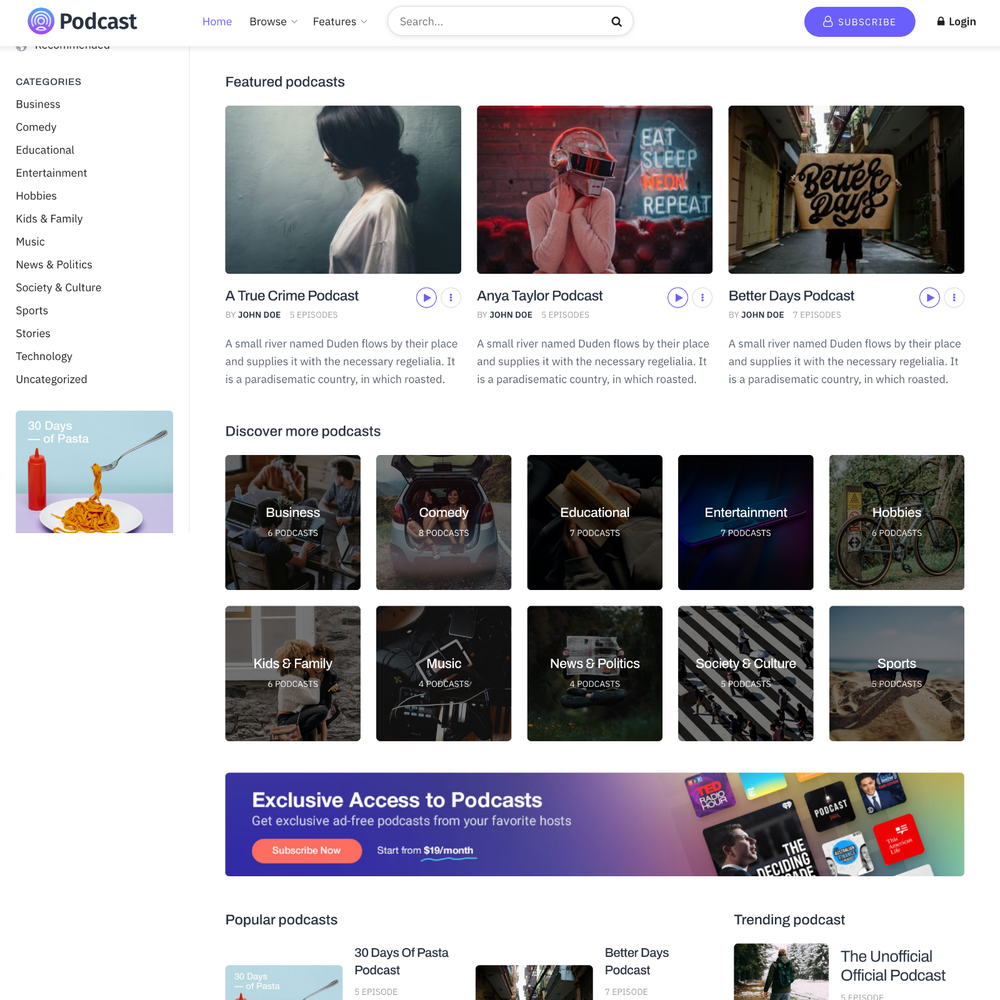 Podcast Web Design with Free VPS Web Hosting and Installation