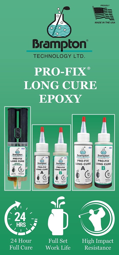 Brampton PRO-FIX Long Cure Golf Epoxy - Full Set Work Life - Extra Strength -...