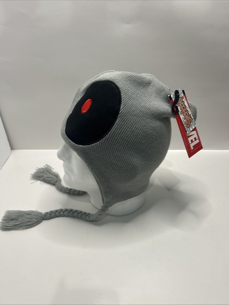 Marvel Comics Deadpool Bright Gray Laplander Winter Knit Cap Hat New OSFM
