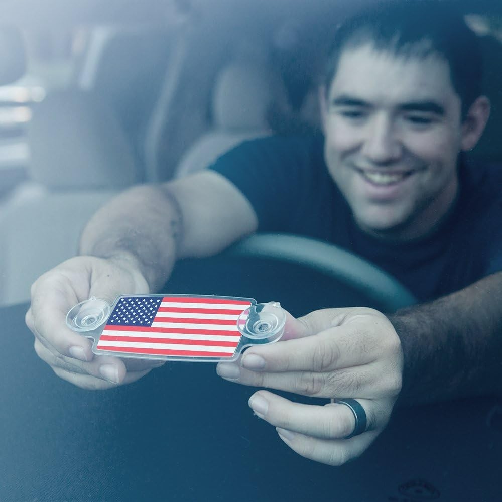 EZ Pass Holder with UV-Protective US Flag - Universal Toll Pass Windshield Mount