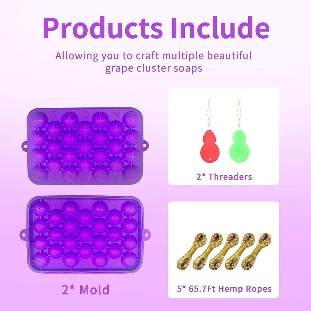 2 Pcs Silicone Soap Molds DIY Grape Making Kit Beginners Gift Home Decor Without