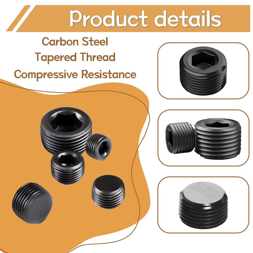 zDwfDc 29PCS 5 Size Pipe Plug Fitting Assortment Kit, Black 29PCS,
