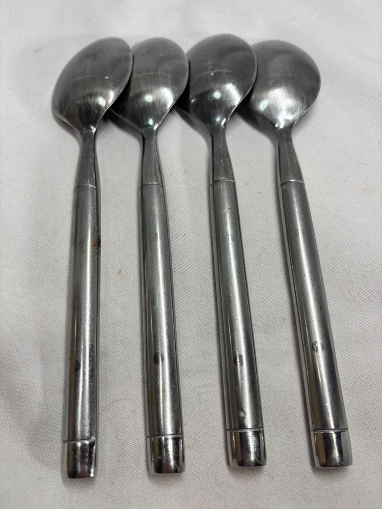 4 SOUP or TABLESPOONS Cambridge Tripoli II Sand 2-Dot Stainless Flatware