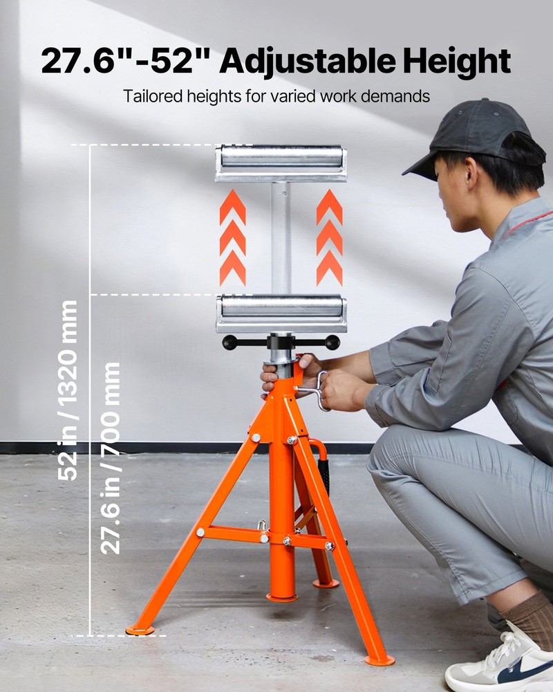 Roller Stand, Heavy Duty 2500 LBS Load Capacity, 27.6"-52" Height Adjustable, 45