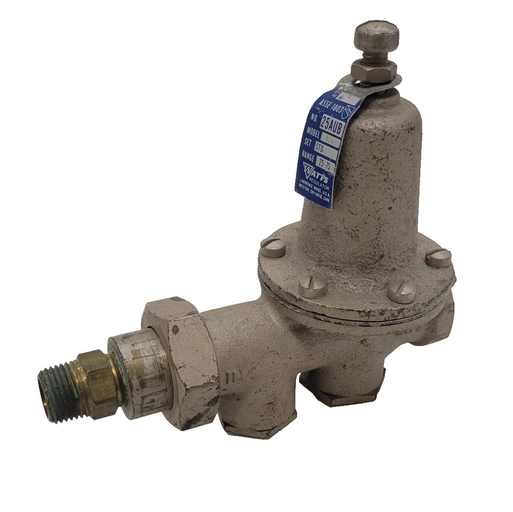 WATTS PRESSURE REDUCING VALVE, 25AUB, MI, SET STD, RANGE 25-75