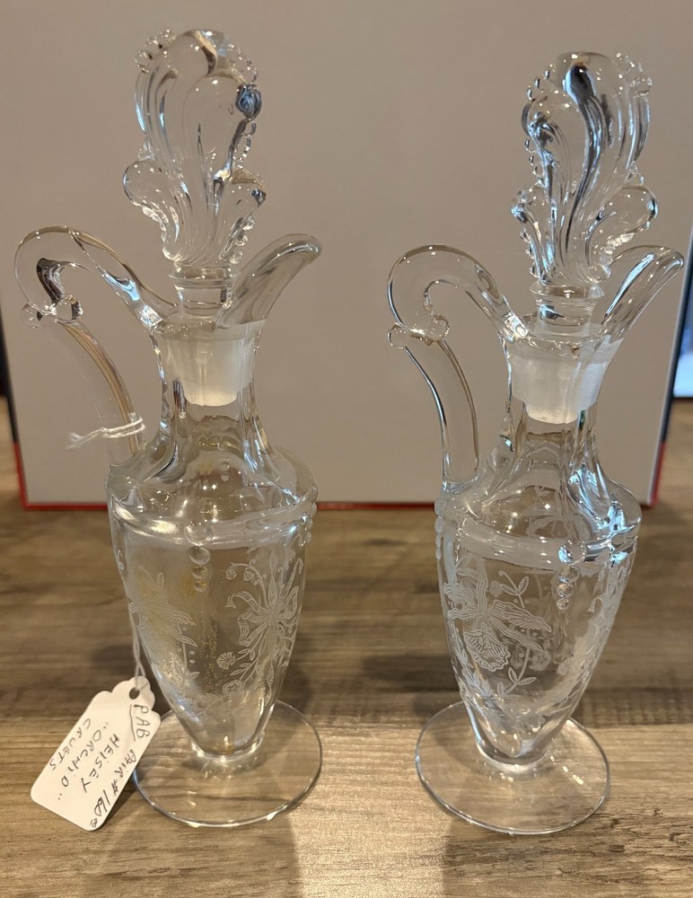 Heisey “Orchid” Cruets, pair