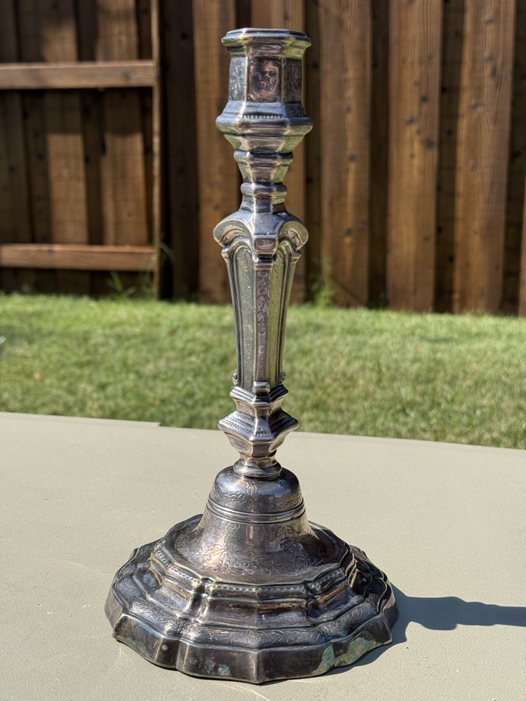 Antique Louis XIV Silvered Bronze Candlestick