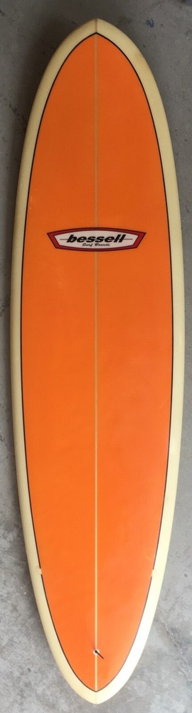 6’2, 1+2 mini longboard with orange airbrush deck