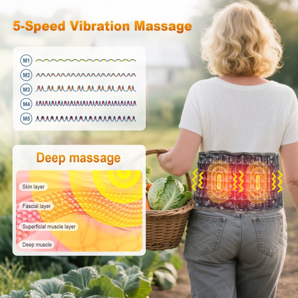 Red Light Heating & Massage Decompression Belt for Lower Back Pain Relief