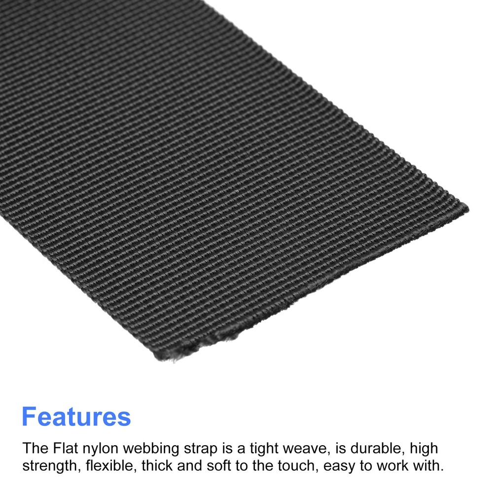 Flat Nylon Webbing Strap 2 Inch 10 Yards Black for Backpack, Luggage-rack