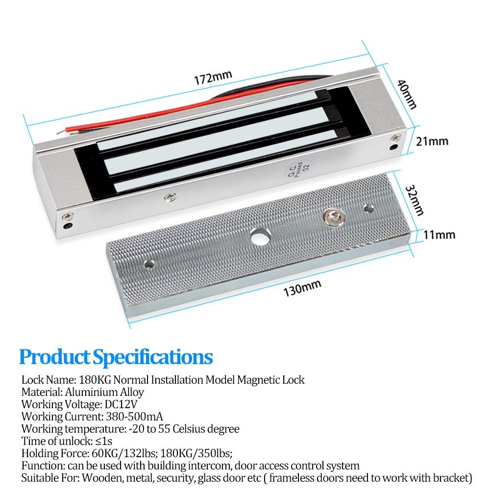 HFeng Door Access Control System Kit IP68 RFID Keypad Blue & Siliver