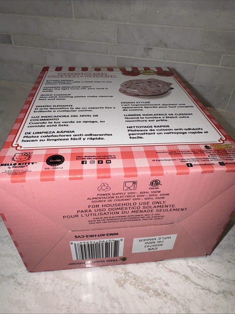 Sanrio Hello Kitty Mini Waffle Maker, Hello Kitty Kitchen Limited Edition, New