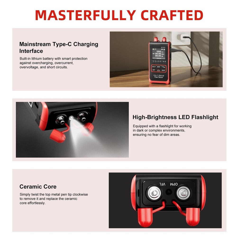 Fiber Optical Power Meter Wavelength Network Cable Tester LAN Wiring Diagnostics