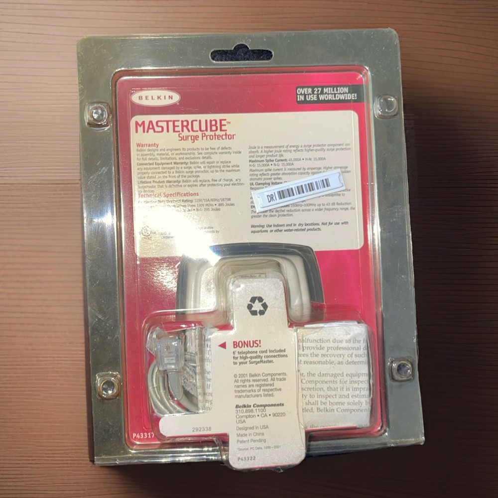Belkin Mastercube Surge Protector, Model F9H120-CW - Computer, Phone, Fax - NEW