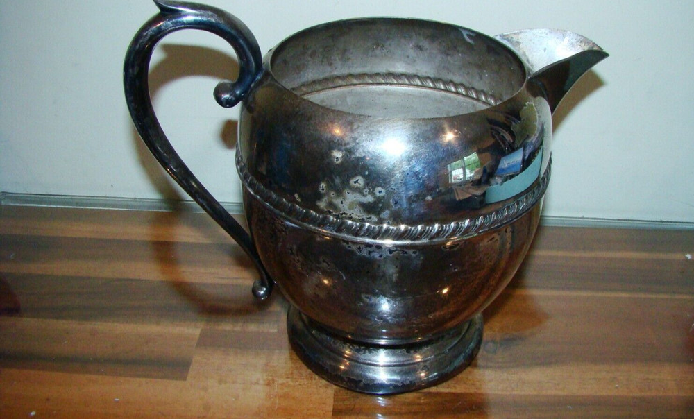 VintageSheridan Silver Co Silver On Copper Water Pitcher 6.5"