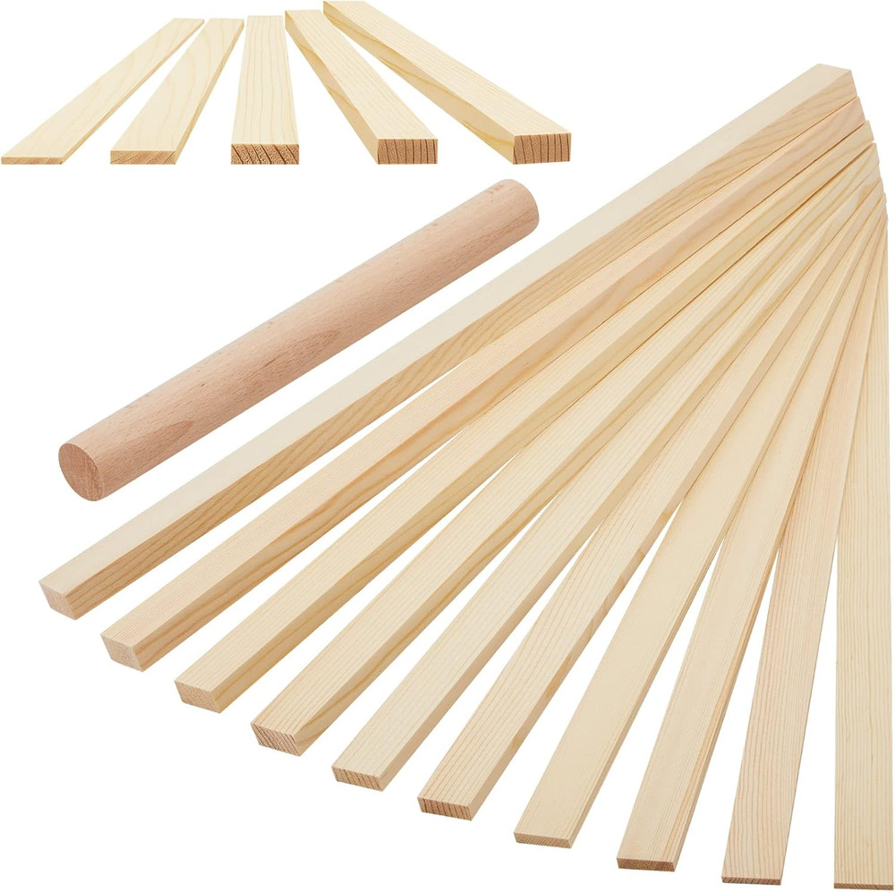 11 Pcs Pottery Teaching Rolling Mud Stick Guide and Wood Rolling Pin Set Include