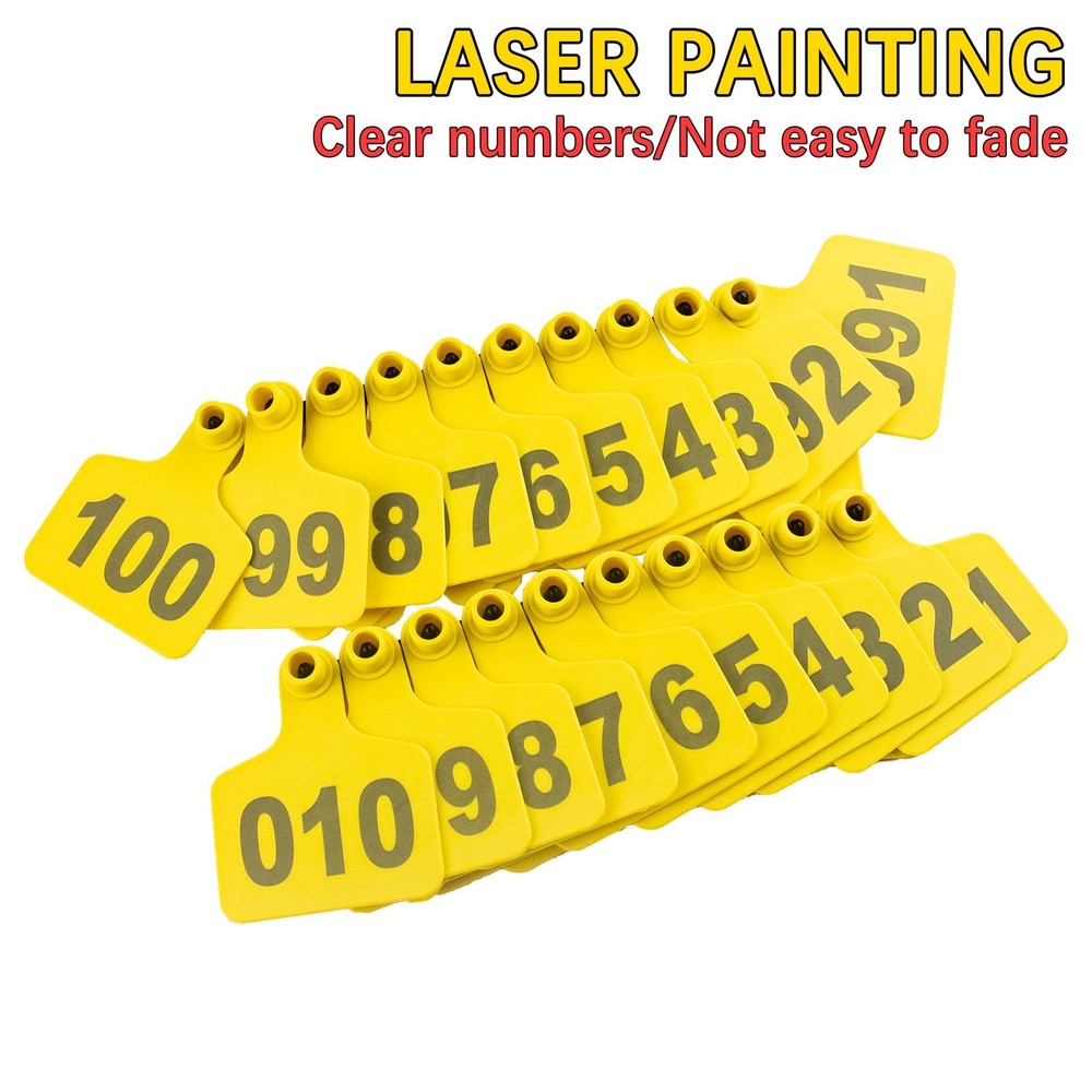 100PCS Numbered Cattle Ear Tags 001-100 for Livestock Identification