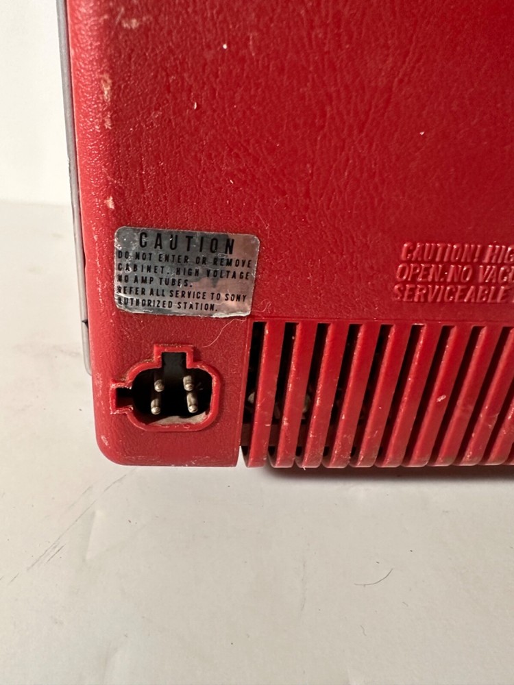 Vintage Red Sony Transistorized Gaming CRT TV not tested
