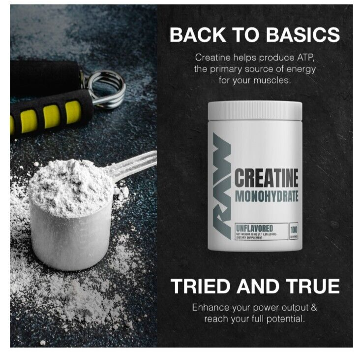 2 - RAW Nutrition Creatine Monohydrate Powder Micronized (100 Servings each)
