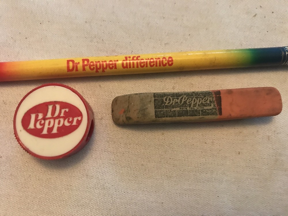 DR. PEPPER Vintage Pencil, Eraser And Pencil Sharpener