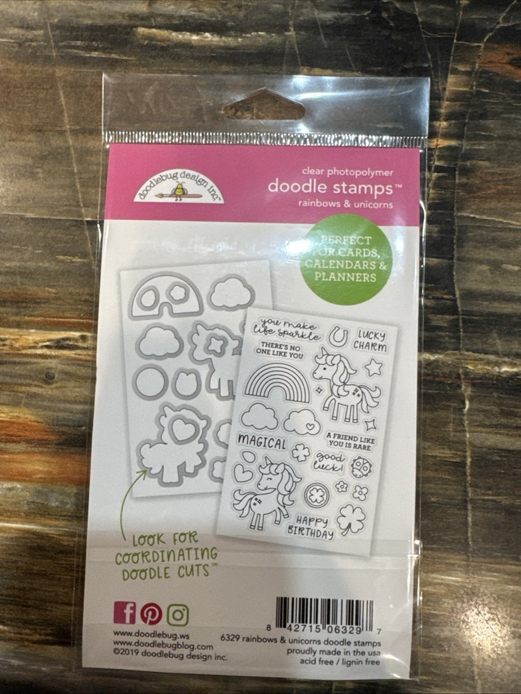 Doodlebug Rainbows And Unicorns Stamp Set NIP