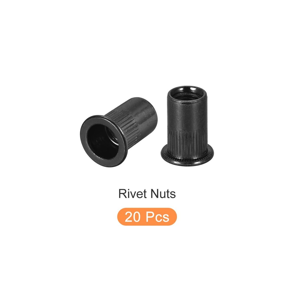 20Pcs Rivet Nuts M8 Carbon Steel Threaded Inserts Nuts Black