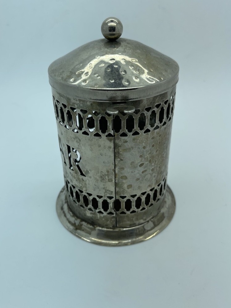 Vintage Leonard England Hammered Silver Sugar Canister
