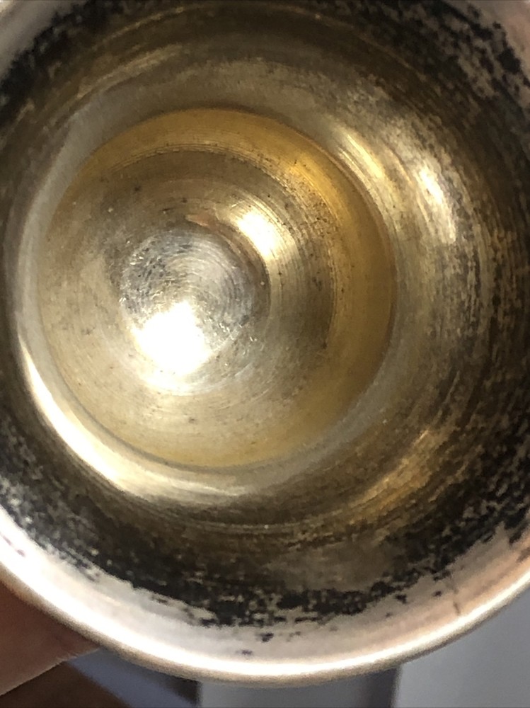 14. Solid Silver Judaica Engraved Vine Kiddush Foot Cup 90g, 5 3/8"