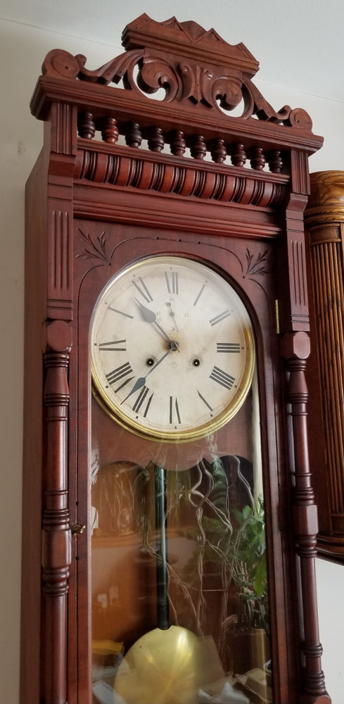 Ansonia Nice "Santa Fe" Weights Driven Regulator Wall Clock 8-Day Timepiece