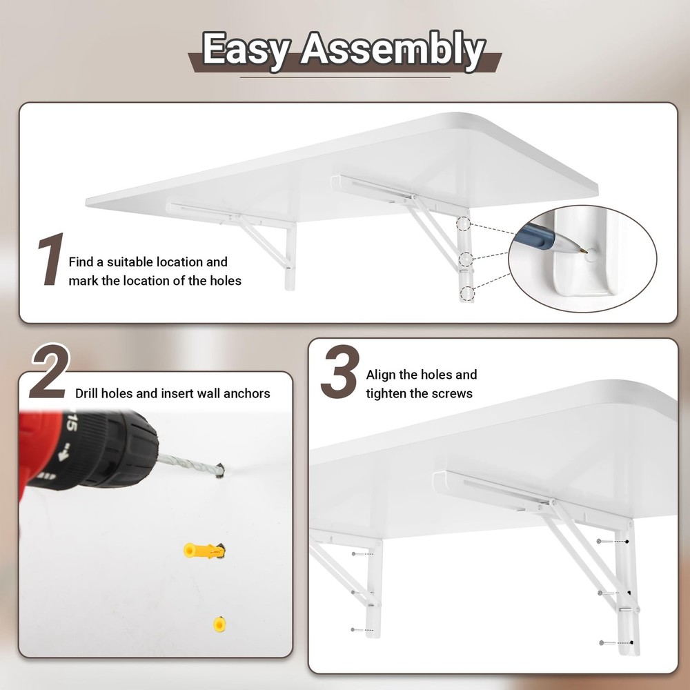 Create Extra Counter Space - 47.2 x 19.7 Wall Mounted Folding Table