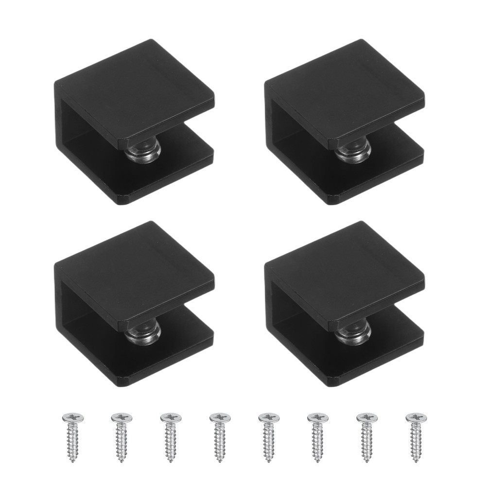 4Pcs Glass Shelf Brackets, for 6-8mm Square Shape with screw, Black
