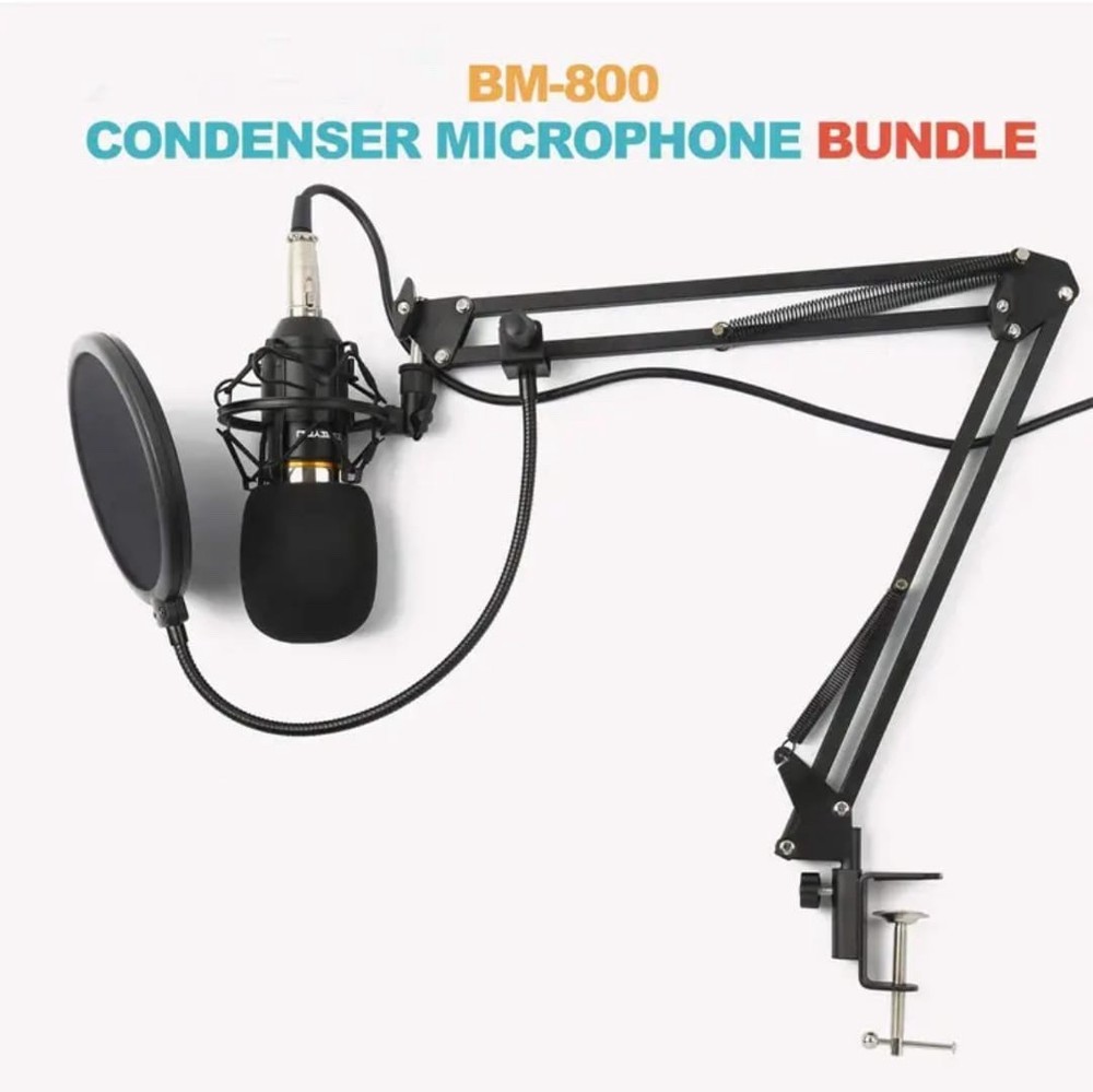Microphone Podcast Equipment, Studio Recording & Broadcasting Mic with Stand,