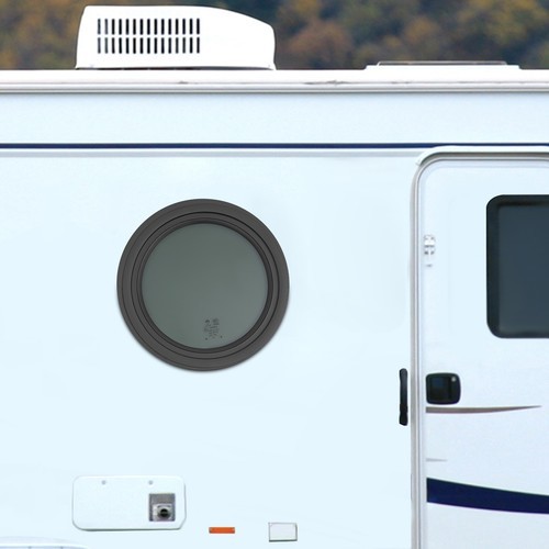 Round Fixed RV Window Venting Window with Trim Ring Replacement Smoke Grey