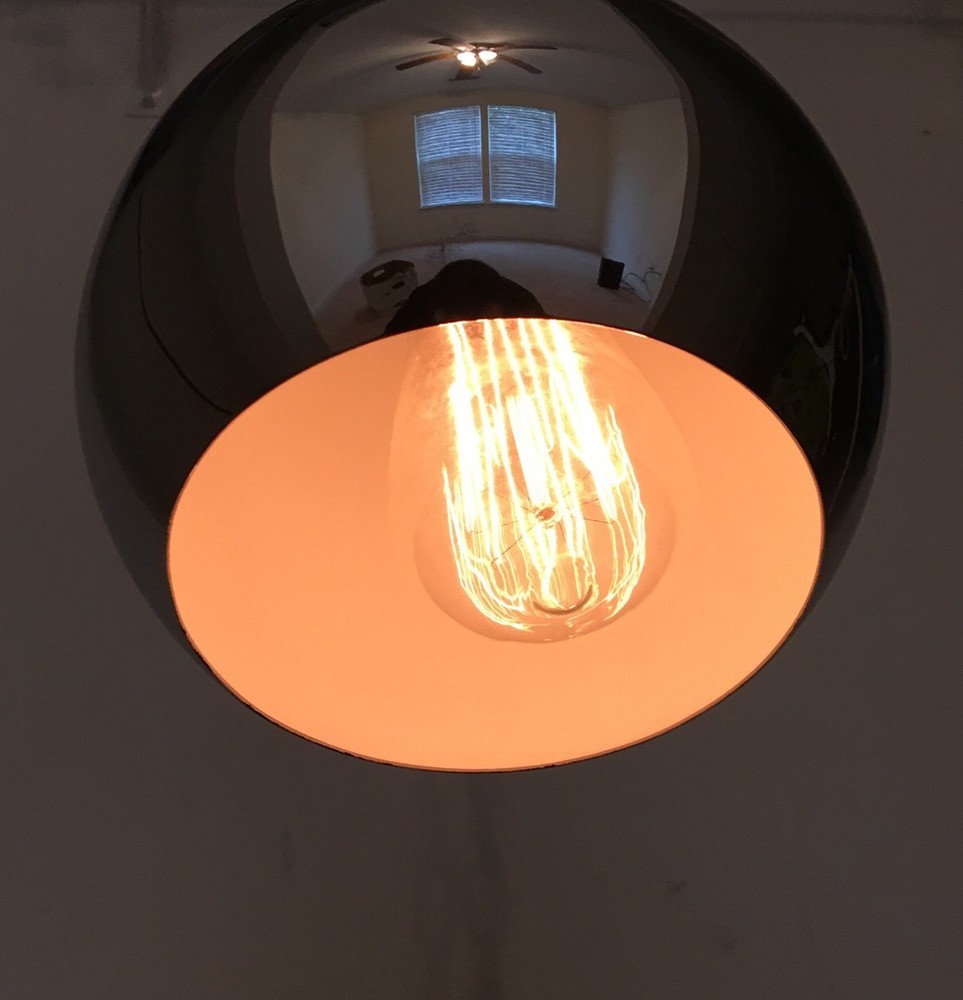 35" Long Wired Pair Chrome Pendant Light Mid Century Modern 30A