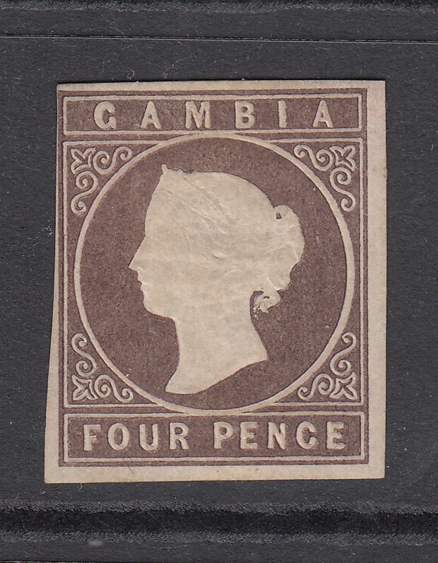 Gambia: QV 4d Imperf, 3 sides