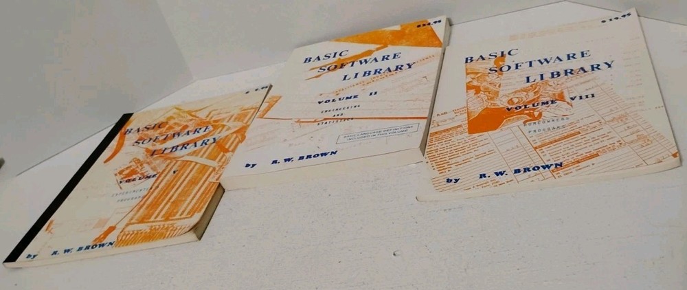BASIC Software Library Vol II, V, VIII- R.W. Brown Programming Set Vintage