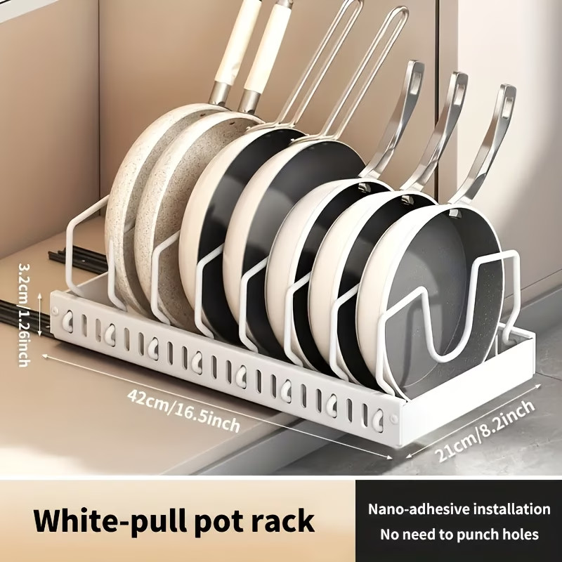 Pots and Pans Pot Lid Holder Pull out Storage Rack Kitchen Cabinet Organizer