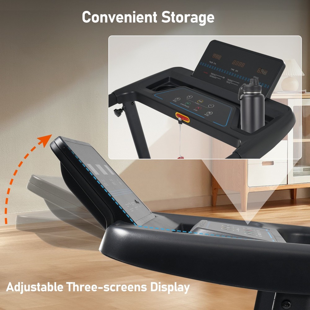 Foldable Treadmill 8% Incline 3.0HP 10MPH Type C & USB Charge Bluetooth Speaker