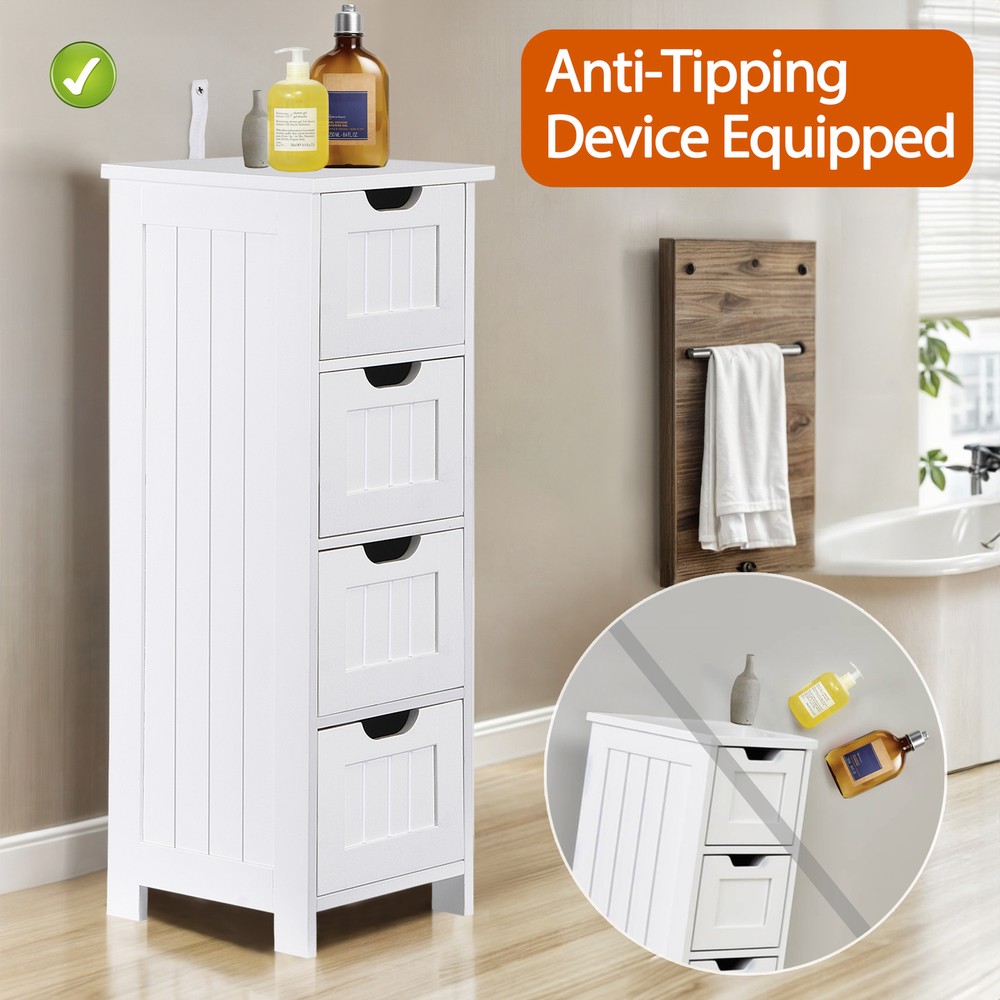 High Quality White MDF Bathroom Cabinet with Four Drawers and Display Tabletop